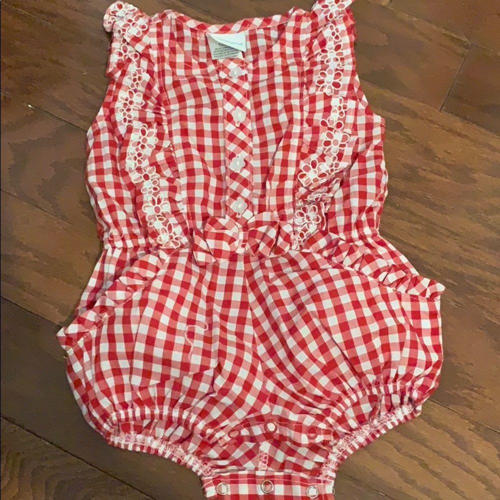Red Checkered Summer Romper 12m